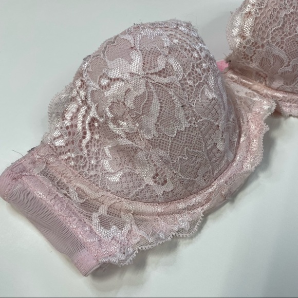 PINK Victorias Secret 34B Strapless Multiway Bra Pink Floral Lace Underwire - Picture 3 of 9